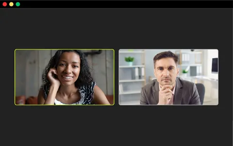 Two people meeting on video conferencing software.